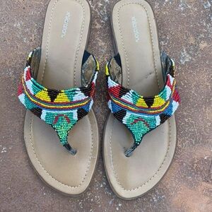 Target y2k style Multi-coloured beaded sandals with a boho vibe sz 9 women’s